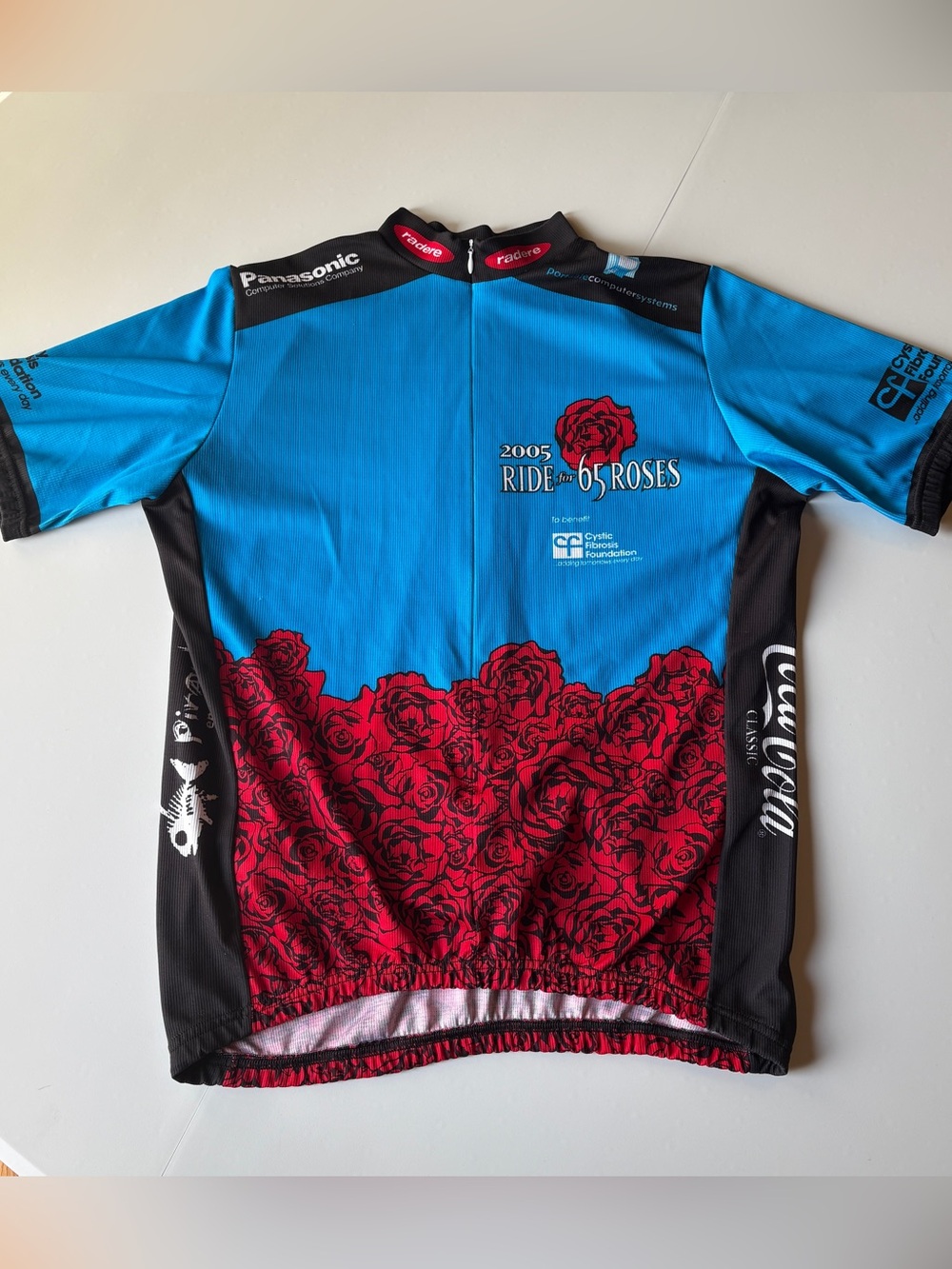 Vintage Radere 2005 Ride for 65 Roses Cycling Jersey Blue Red Men's L unisex